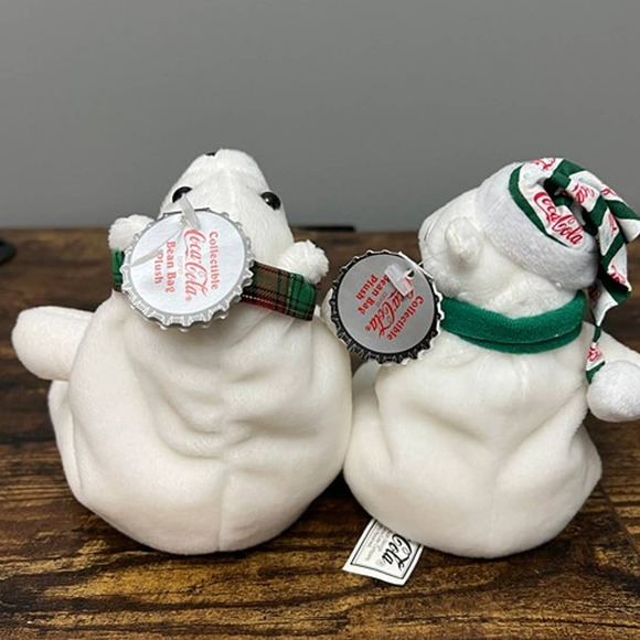 Cocoa Cola Bear Bean Bag Plush Set Vintage 1990's  w/ Hang Tag - Picture 3 of 6